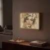 Vrouw - Bloemen  - Goud - Portret Light Box met batterij (Wandlamp) middel -sfeer1
