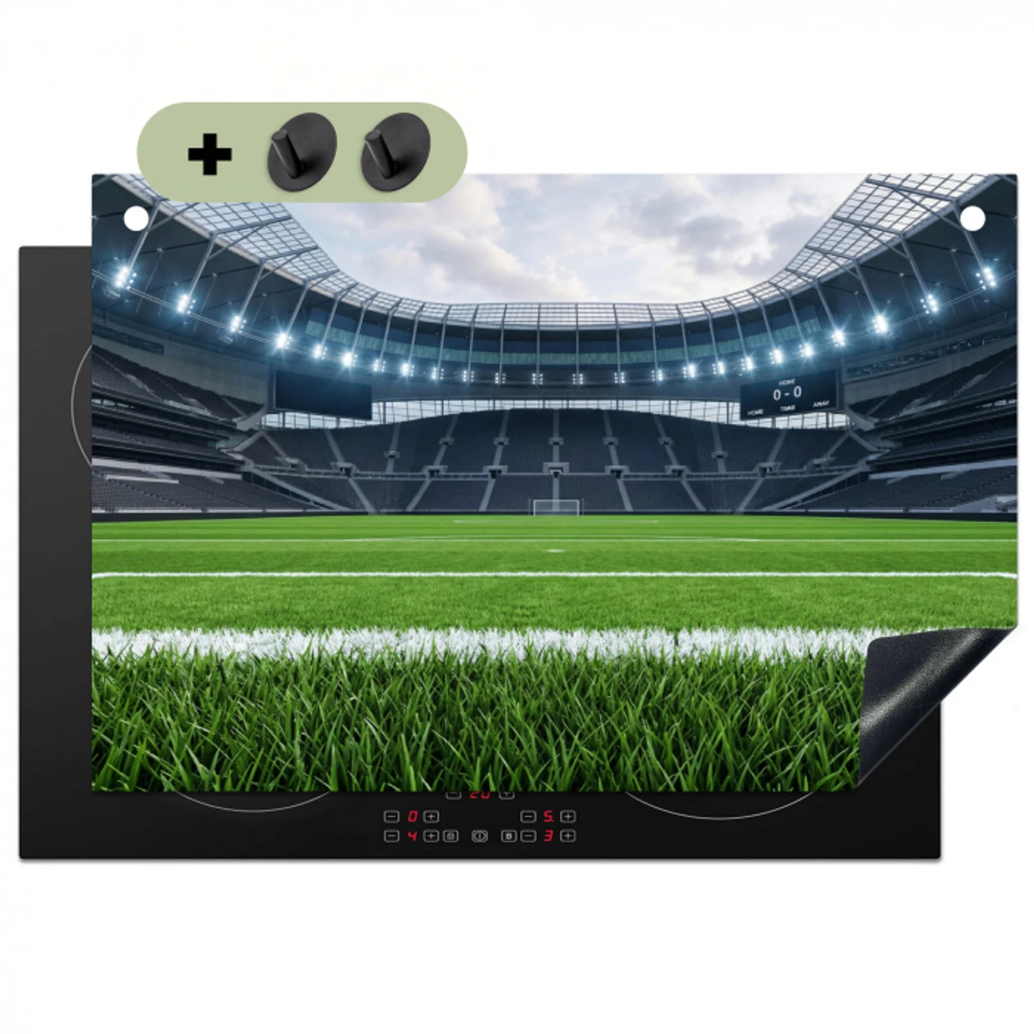 Voetbal - Stadion - Sport - Groen Inductie beschemer met haakjes klein -3d