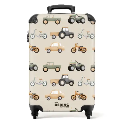 Retro voertuigen patroon NBS - Handbagage koffer - Kinderen Unisex middel -productfoto_recht