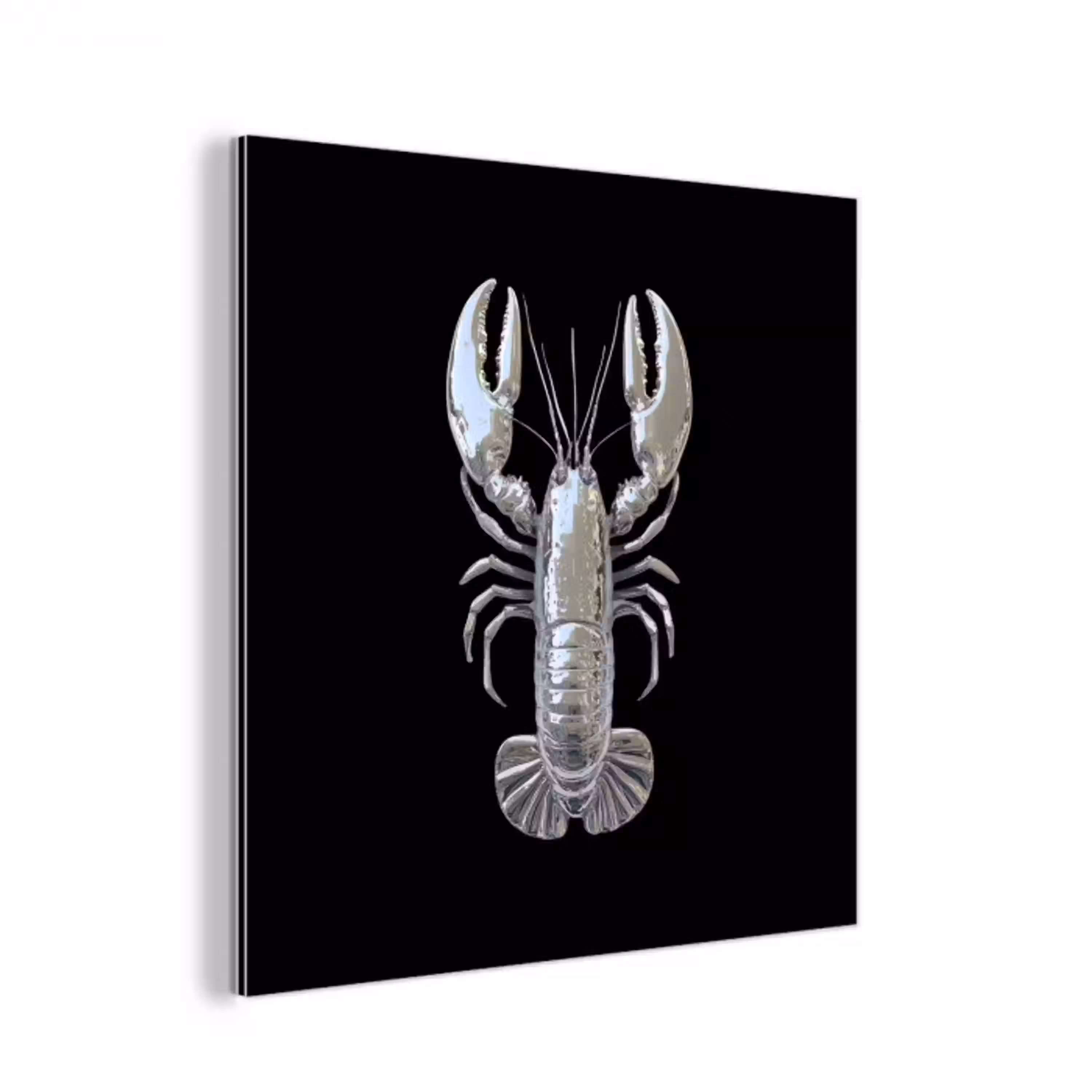 Kreeft - Zilver - Metallic - Luxe aluminium wit klein -3d