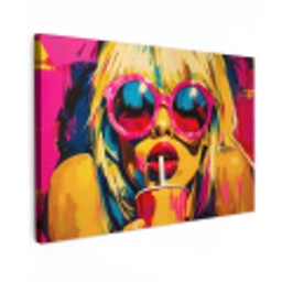 Zonnebril - Roze - Vrouw - Rietje Tuinposter op houten frame 2 cm dik klein -3d