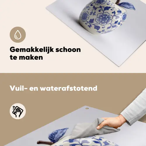 Appel - Blauw - Klassiek Inductie beschemer met haakjes klein -ky-schoon-nl