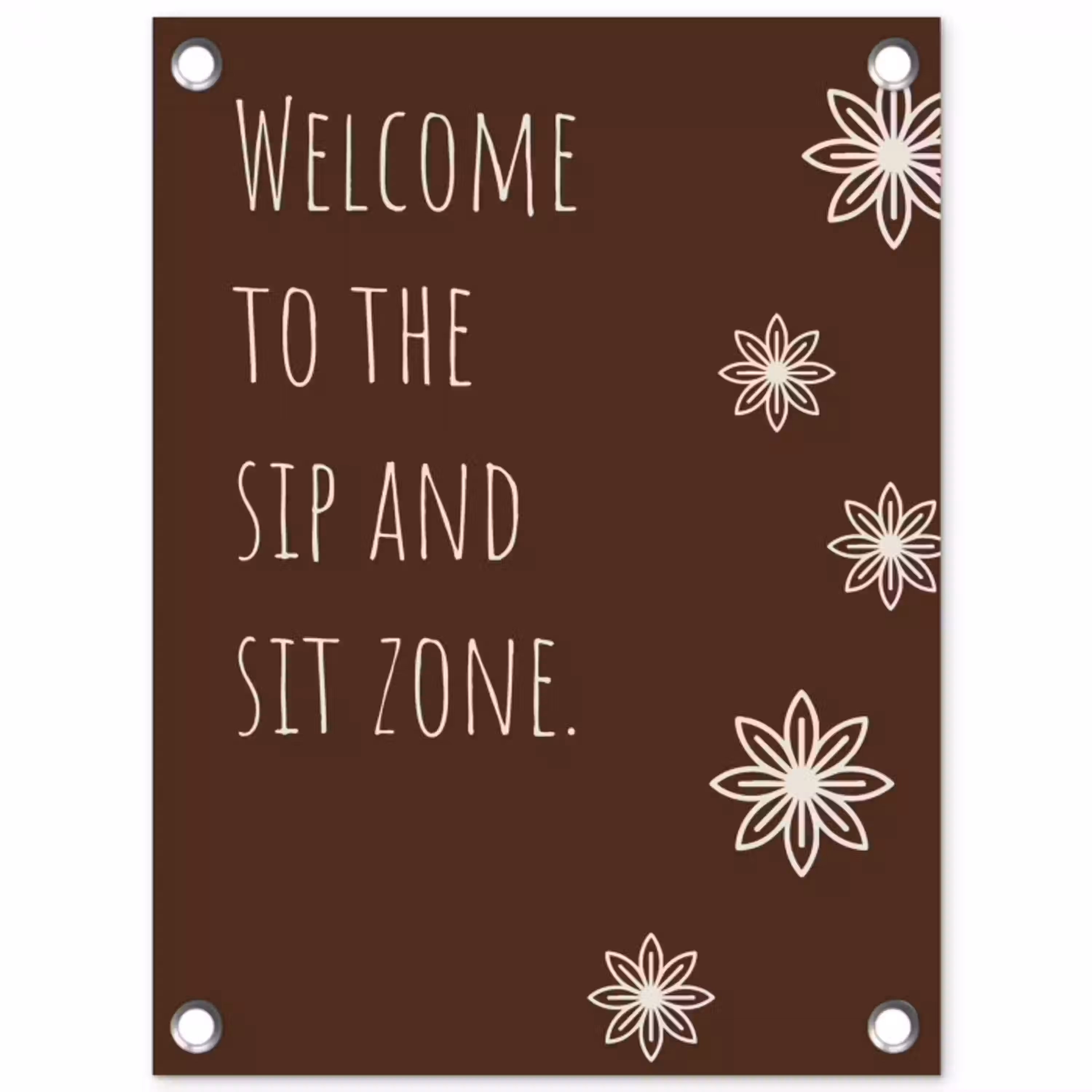 Bruin - Quote - Bloemen - Zomer tuinposter los doek klein -3d