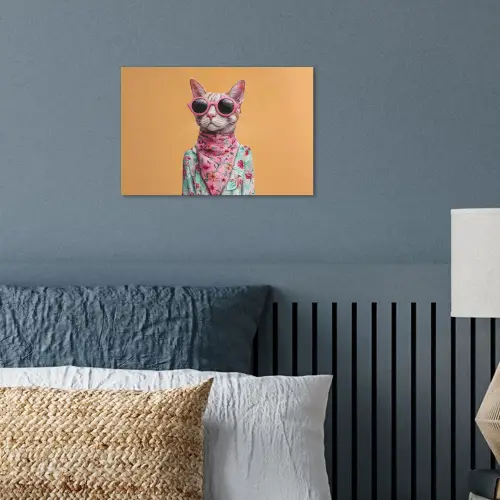 Zonnebril - Kat - Sjaal - Bloemen poster papier klein -sfeer2