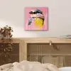 Vogel - Roze - Geel - Blauw aluminium wit klein -sfeer3
