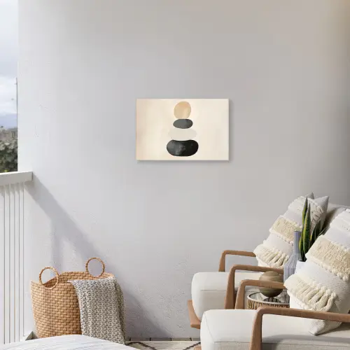 Japandi - Wabi sabi - Beige Tuinposter op houten frame 2 cm dik klein -sfeer1