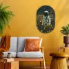 Astronaut - Bloemen - Veld - Geel Wandcirkel Ovaal Forex klein -sfeer4