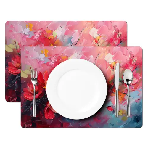 Bloemen - Roze - Natuur- Kunst - Abstract Placemat vinyl groot -zzsfeer2_Kitchenyeah-website