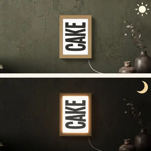 Zwart - Cake - Eten - Decoratie Light Box met kabel (Wandlamp) klein -sfeer3