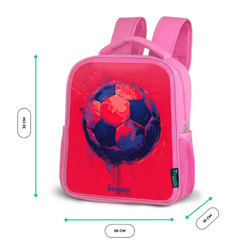 Voetbal - Verf - Blauw - Rood Kinderrugzak - Roze middel -productfoto_formaten