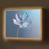 Blauw - Bloem - Glazen - Sierlijk Light Box met batterij (Wandlamp) middel -z3d_website