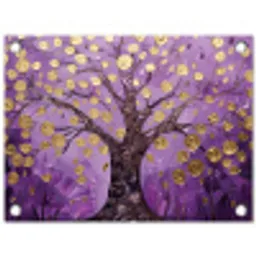 Levensboom - Boom - Paars - Goud - Modern tuinposter los doek klein -3d