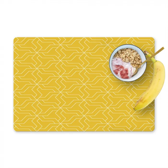 Wit - Geel - Patroon - Geometrisch Placemat vinyl groot 368 -zzzproduct_Kitchenyeah-website