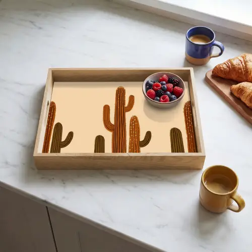 Cactus - Woestijn - Zand - Bruin Dienblad Rechthoek middel -sfeer2