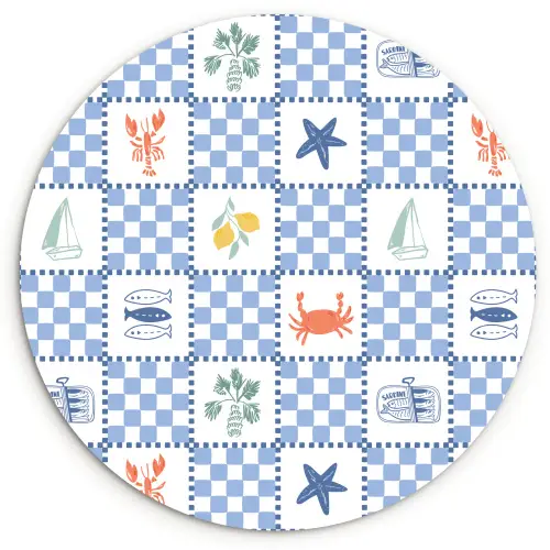 Zee - Sfeer- Mozaïek - Blauw Wandcirkel plexiglas klein 852 -3d