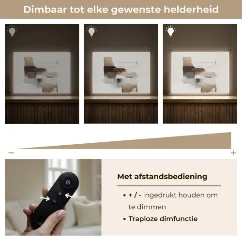Penseelstreken - Balans - Beige - Bruin Light Box met batterij (Wandlamp) middel -USP_dimbaarNL