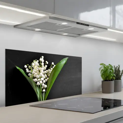 Lelietjes van dalen - Bloemen - Stilleven - Flora keuken achterwand spatscherm middel -3d_schuin