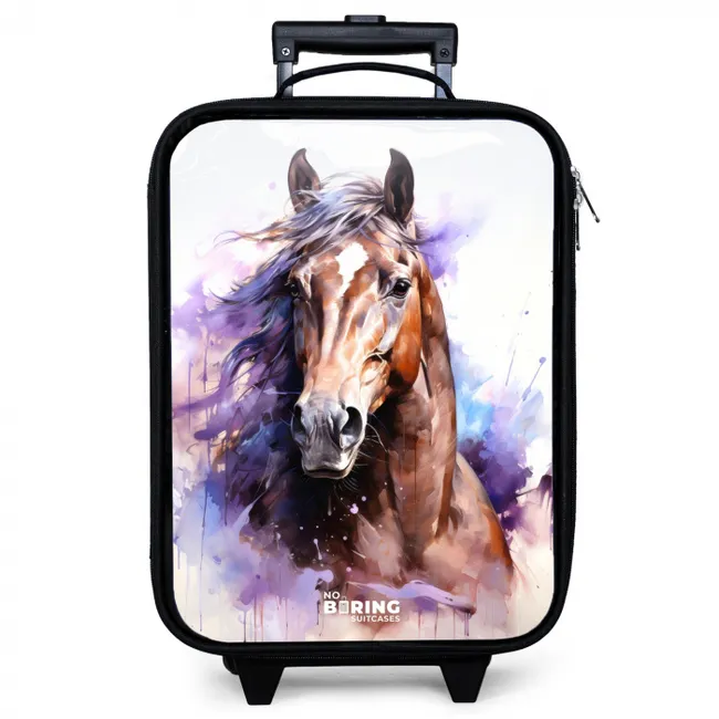 Aquarel paard met kleurrijke spatten Kinderkoffer - Zwart klein -zzz_website3d