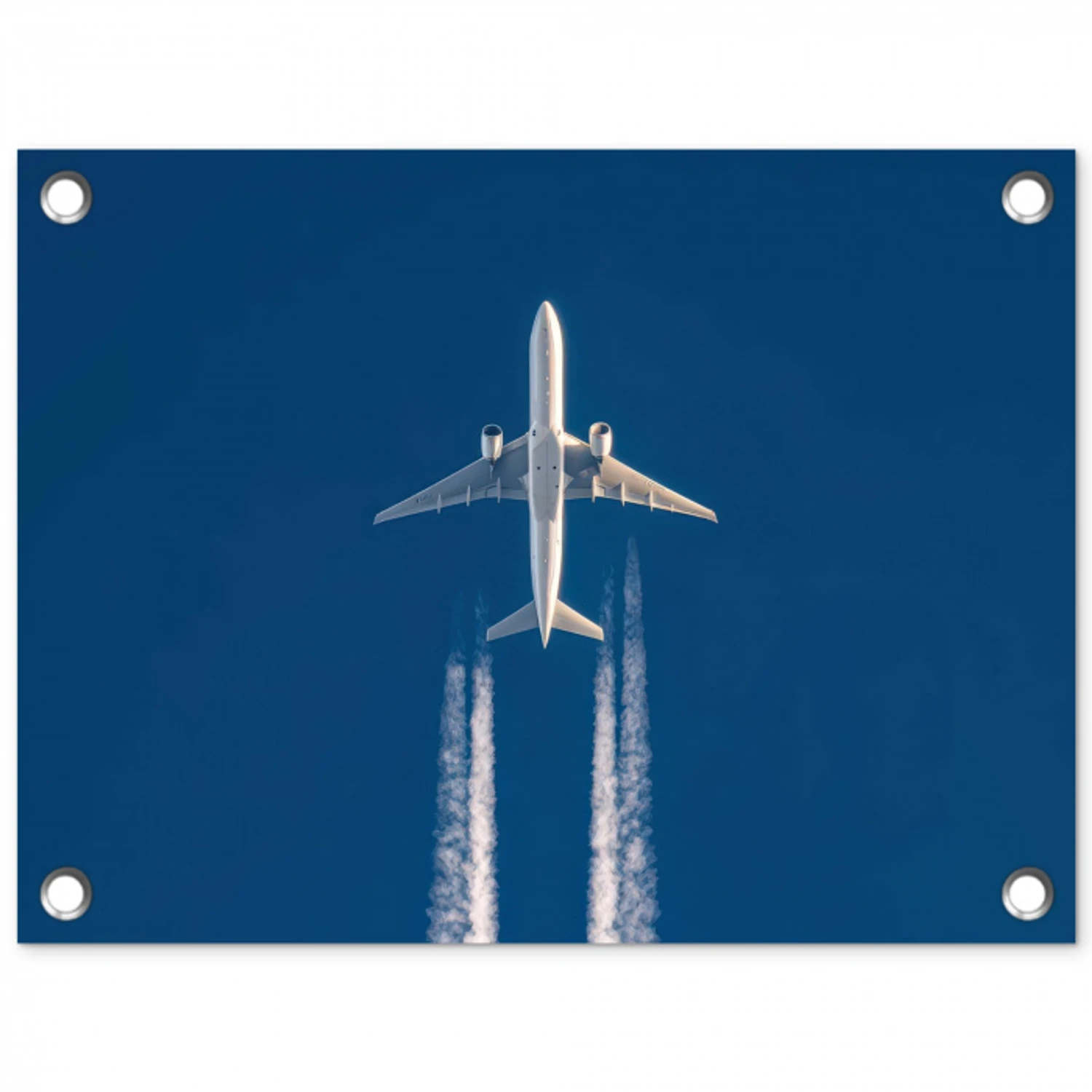 Vliegtuig - Lucht - Condensstrepen - Wit tuinposter los doek klein -3d