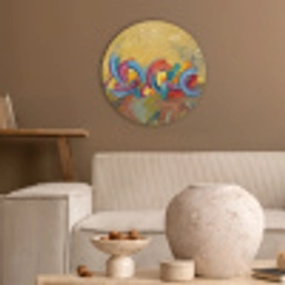 Abstract - Cirkels - Schilderij - Kleurrijk - Dynamisch Akoestische PET Vilt - Rond klein -sfeer1