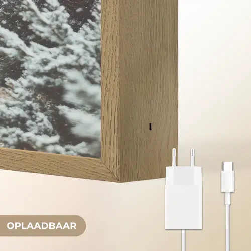 Bos - Winter - Bomen - Natuur - Pad - Sneeuw Light Box met batterij (Wandlamp) middel -USP_websiteoplaadbaarNL