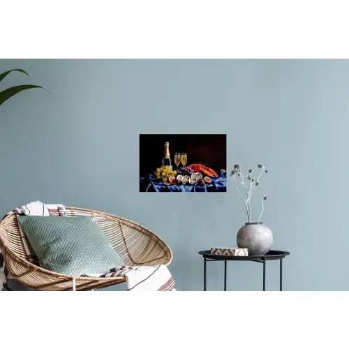 Champagne - Luxe - Oesters Muursticker klein -plant