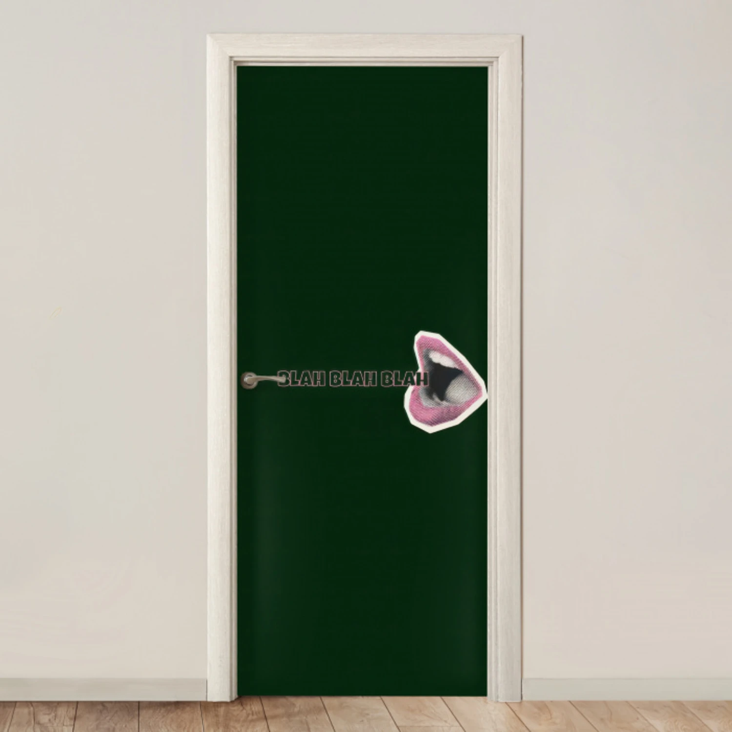 BLAH BLAH BLAH - Mond - Groen deurposter klein -3d_beige