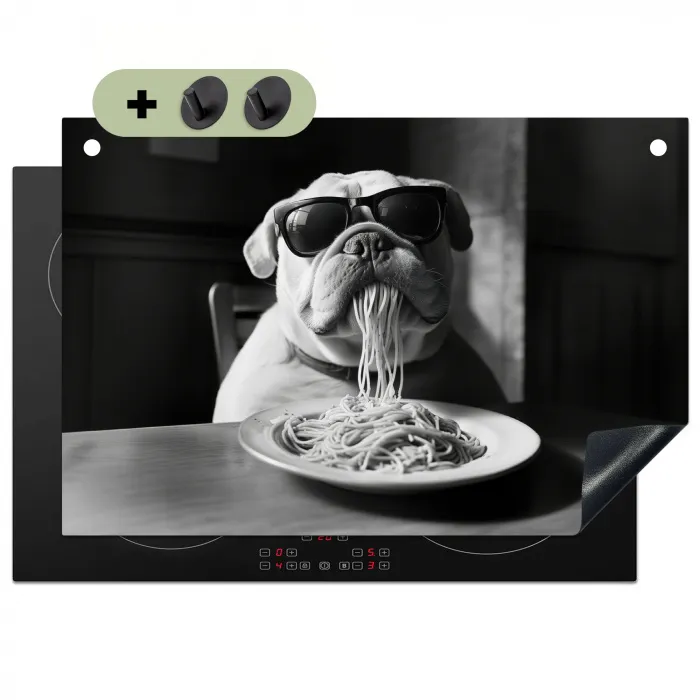 Hond - Bulldog - Pasta - Bril - Stoer - Dieren Inductie beschemer met haakjes klein -3d