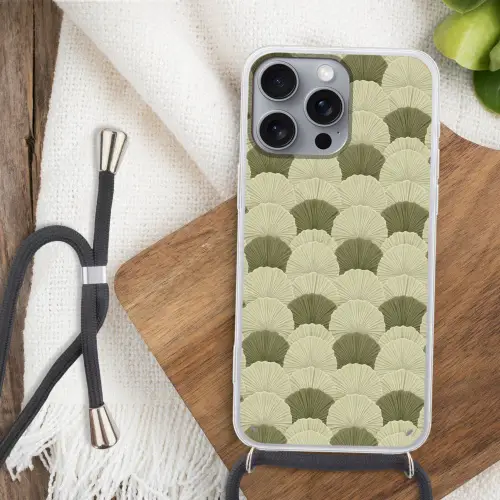 Bladeren - Structuur - Groen Hoesje iPhone 16 Pro Max met koord klein 804 -sfeer4