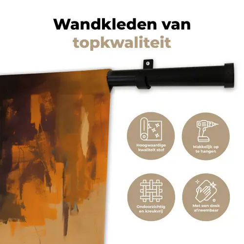 Tijger - Geschilderd - Oranje - Penseelstreken Wandkleed katoen klein -sfeer2
