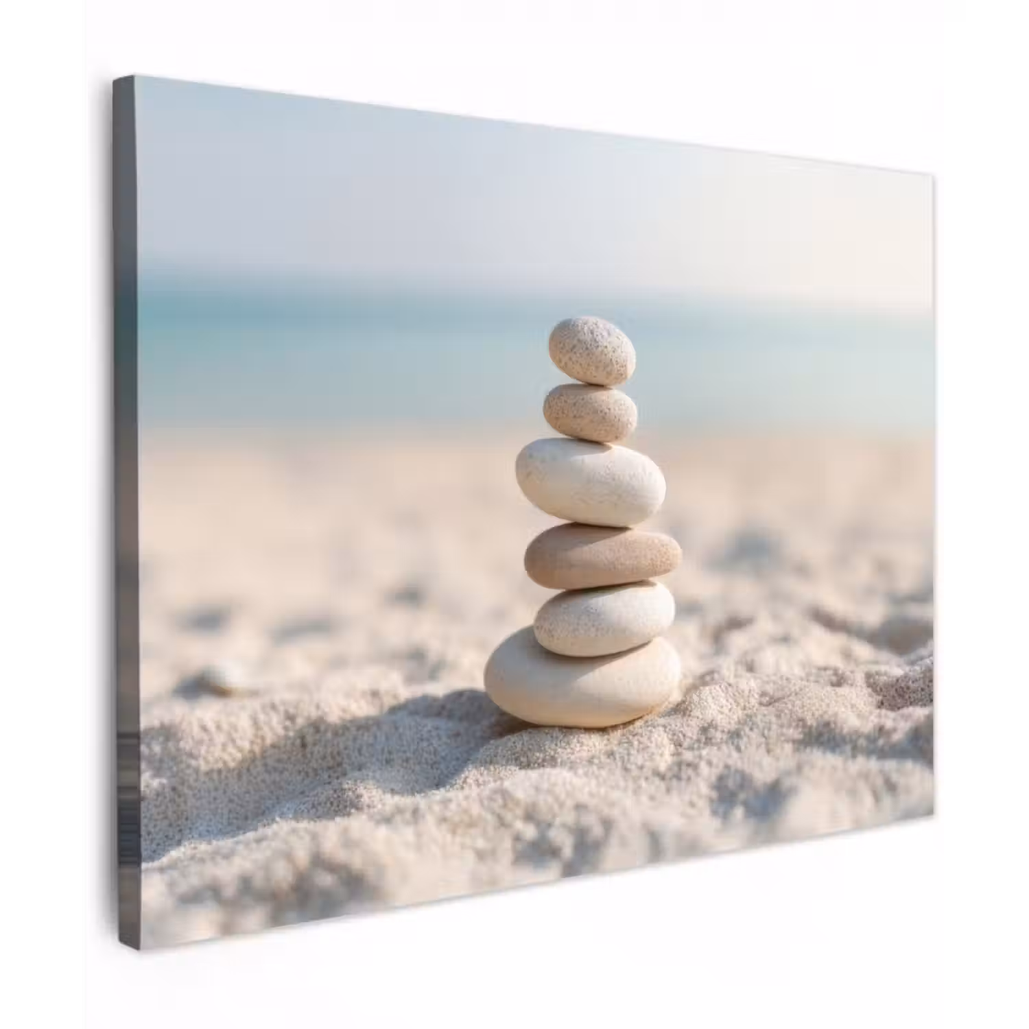 Leinwandbild - Steine - Stapel - Sand - Meer