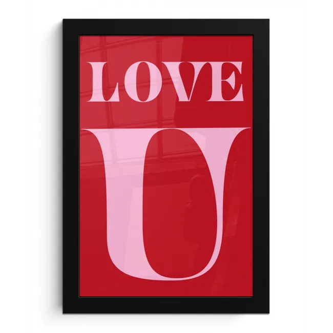 Rood - Love - Valentijn - Roze fotolijst zwart zonder passe partout klein -3d