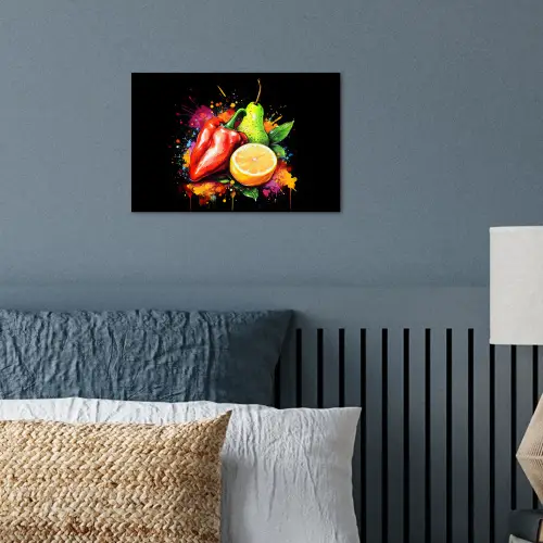 Paprika - Peer - Citroen - Graffiti - Verf - Abstract poster papier klein -sfeer2