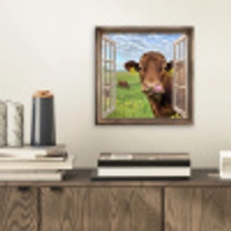 Doorkijk - Koe - Weiland - Landschap - Dieren aluminium wit klein -sfeer1