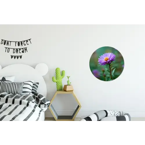Aster - Paars - Bloem - Blaadjes Wandcirkel aluminium klein -kinderkamer