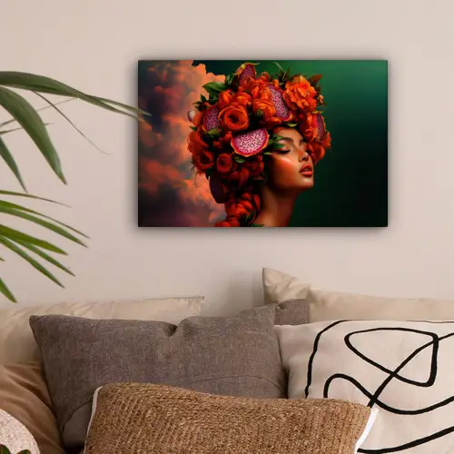 Vrouw - Drankenfruit - Rozen canvas 2cm klein -sfeer1