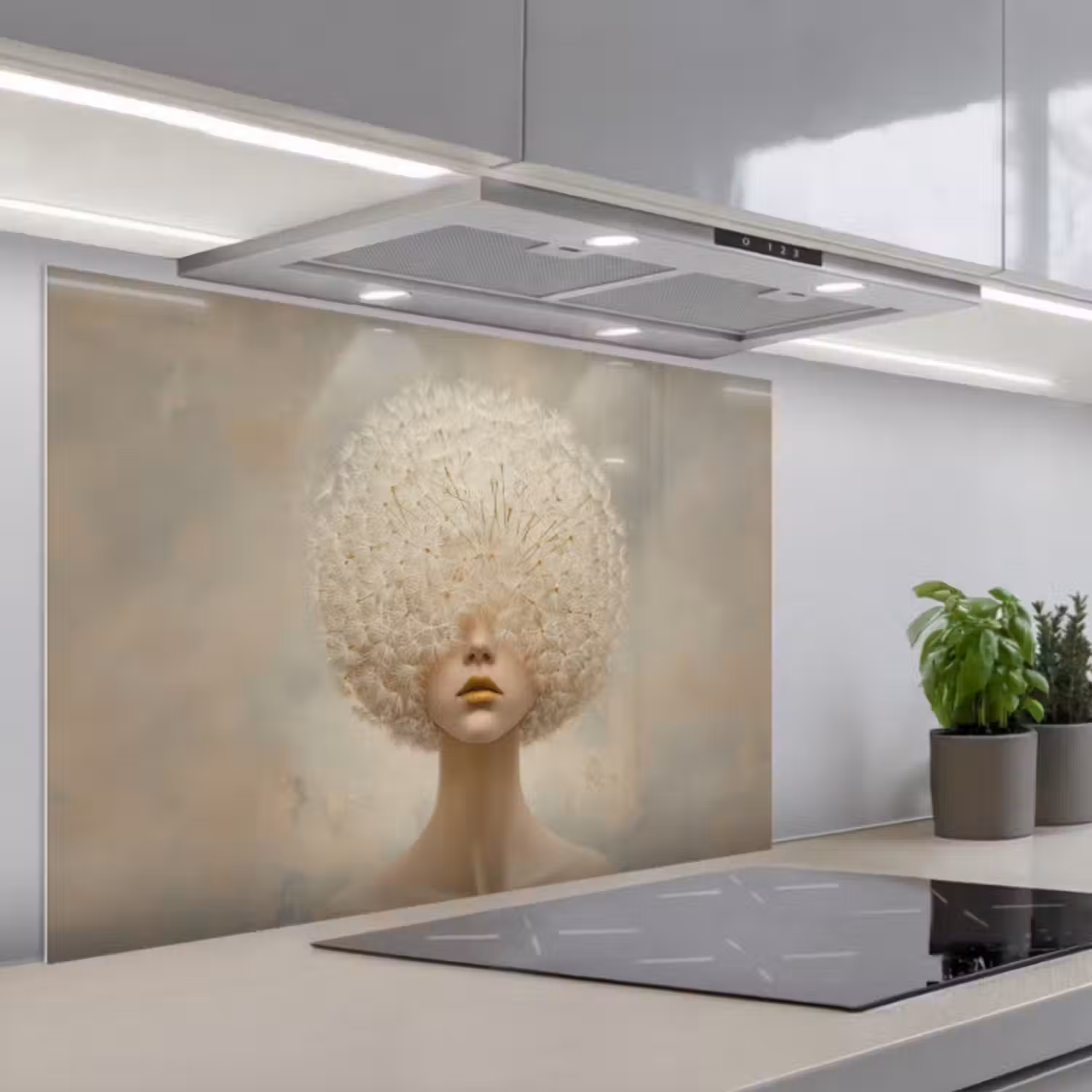 Spatscherm keuken - Dromerig - Beige - Paardenbloemzaadjes