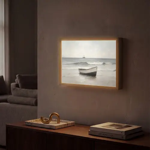 Roeiboot - Zee - Horizon Light Box met batterij (Wandlamp) middel -sfeer1