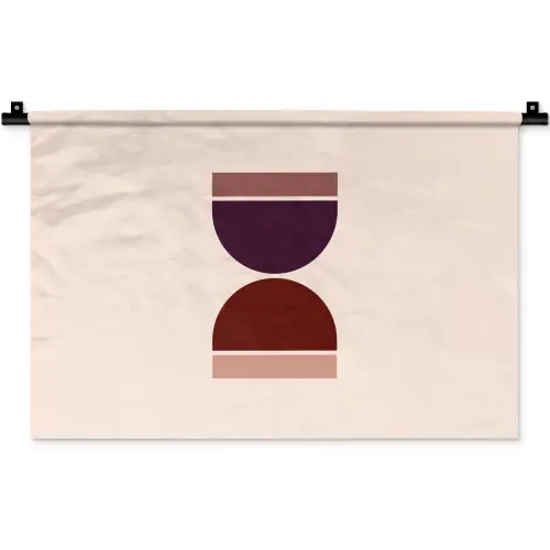 Zandloper - Symmetrisch - Rood - Paars Wandkleed katoen klein -zz3d