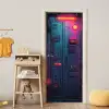 Deur - Futuristisch - Blauw - Roze - Neon deurposter klein -sfeer4