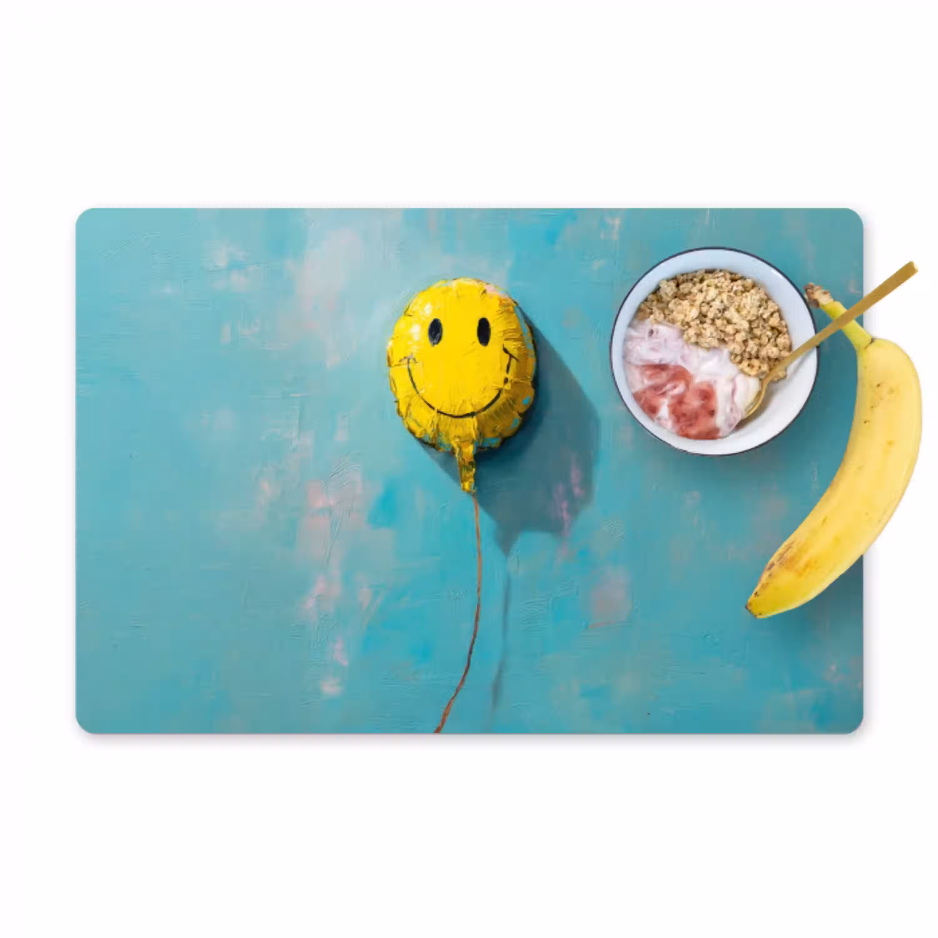 Ballon - Geel - Smiley Placemat vinyl groot -zzzproduct_Kitchenyeah-website