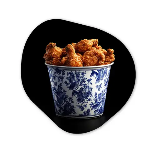 Kip - Bucket - Delfts blauw - Lekker Wandcirkel Organisch Aluminium middel -3d