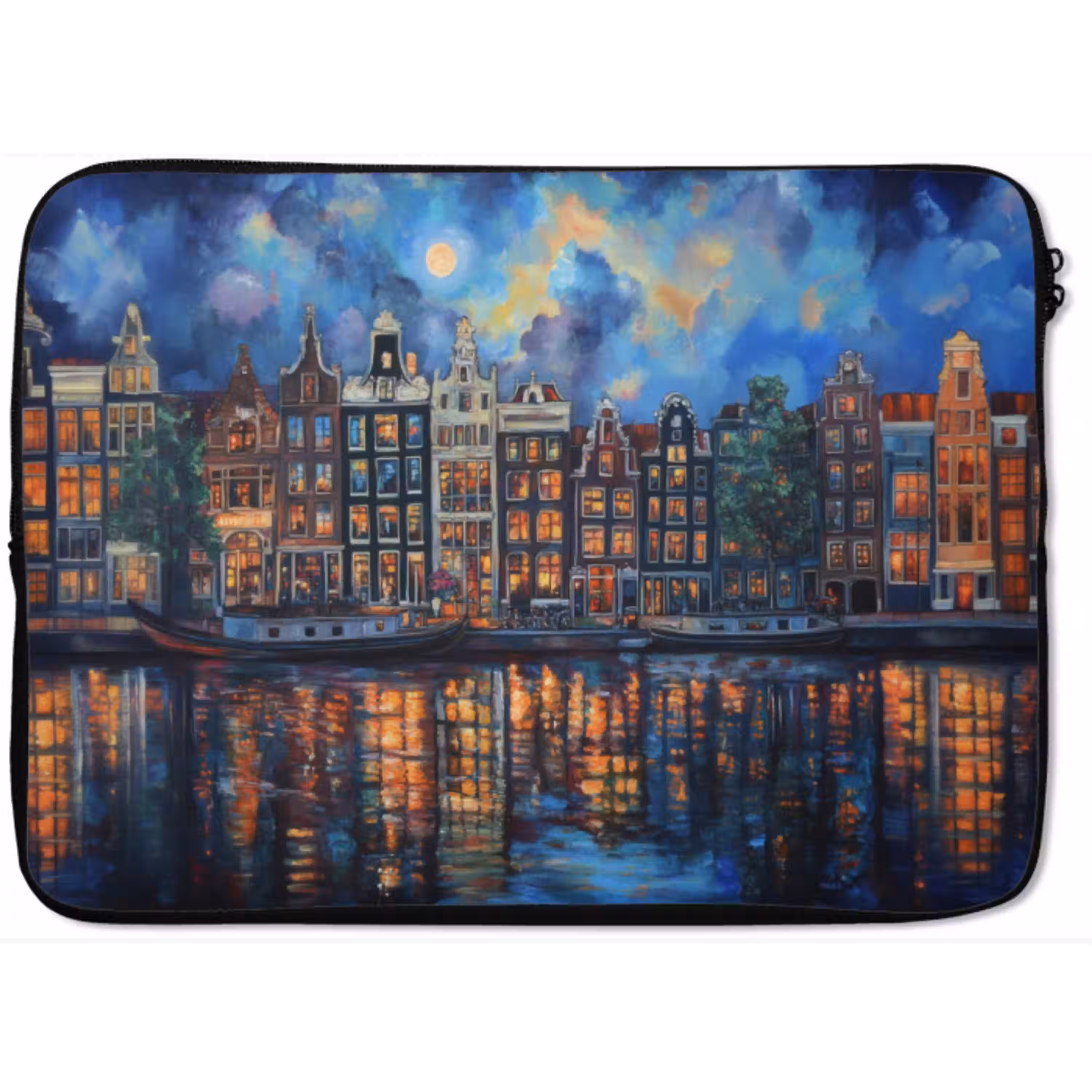 Grachten Amsterdam - Huizen - Stad - Kleurrijk laptophoes neopreen klein -zkaufland3dotto