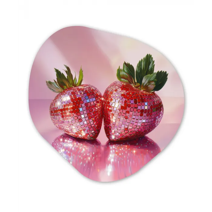 Disco - Fruit - Glitter - Strawberry Wandcirkel Organisch Aluminium middel -3d
