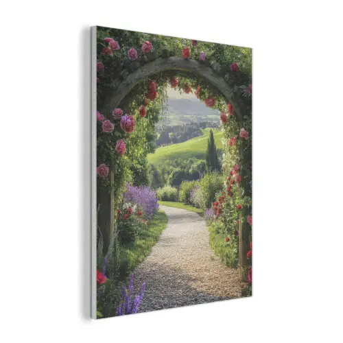 Doorkijk - Tuinboog - Bloemen - Natuur - Pad PET vilt klein -3d