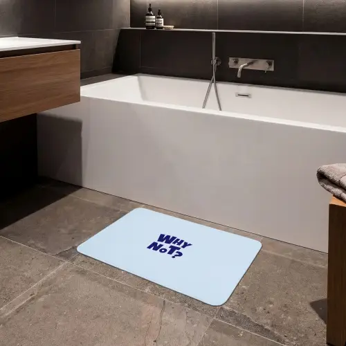 Why not - Blauw - Licht blauw - Quote Badmat klein -sfeer3