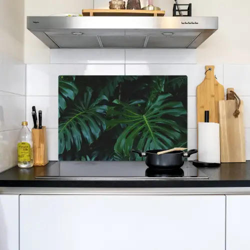 Monstera - Bladeren - Tropisch - Jungle Inductie beschemer met haakjes klein -sfeer2