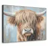 Schotse hooglander - Dieren - Koe - Street art Textielframe zwart klein -3d