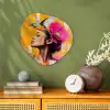 Vogel - Vrouw - Abstract - Bloem Wandcirkel Organisch Forex 3mm klein -sfeer2