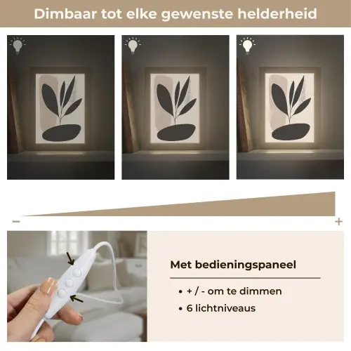 Plant - Beige - Japandi Light Box met kabel (Tafellamp) klein -USP_dimbaarNL